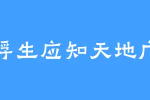 浮生应知天地广