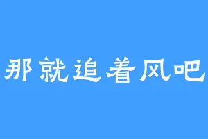 那就追着风吧