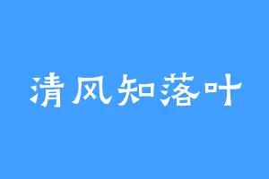 清风知落叶